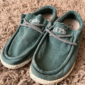 Mens size 10 lightweight hemp shoes. Brand name “hey dude” shoes- TEAL